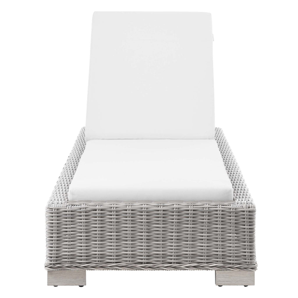 Conway Outdoor Patio Wicker Rattan Chaise Lounge - Light Gray White