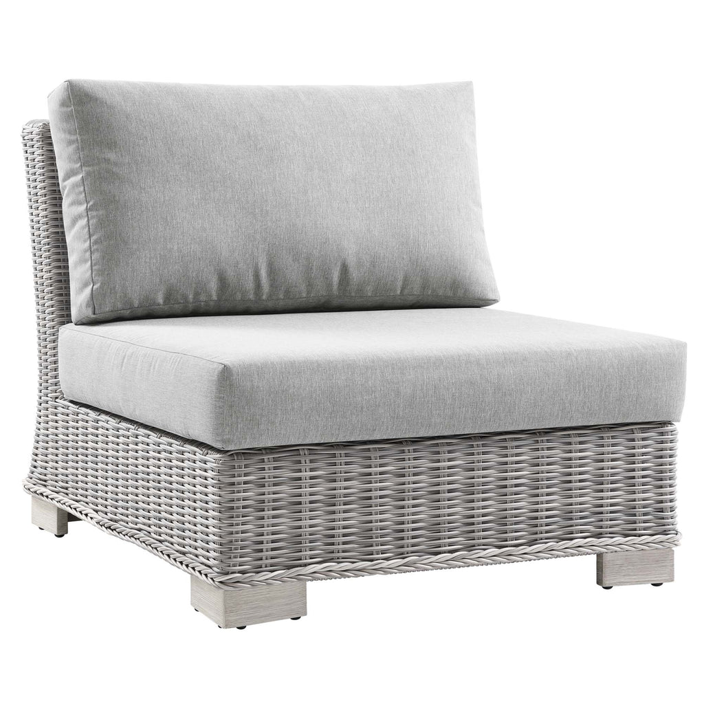 Conway Outdoor Patio Wicker Rattan Armless Chair - Light Gray Gray