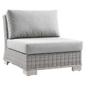 Conway Outdoor Patio Wicker Rattan Armless Chair - Light Gray Gray