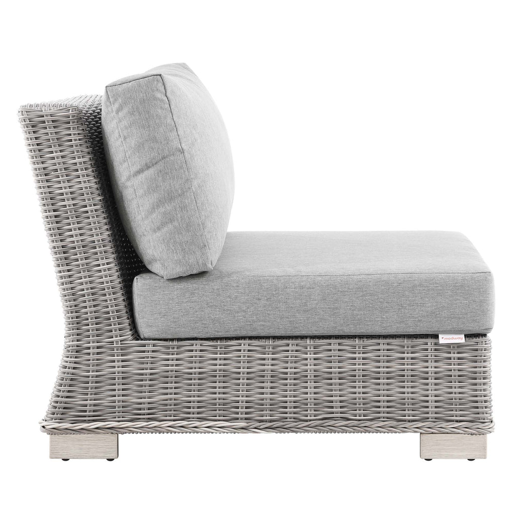 Conway Outdoor Patio Wicker Rattan Armless Chair - Light Gray Gray