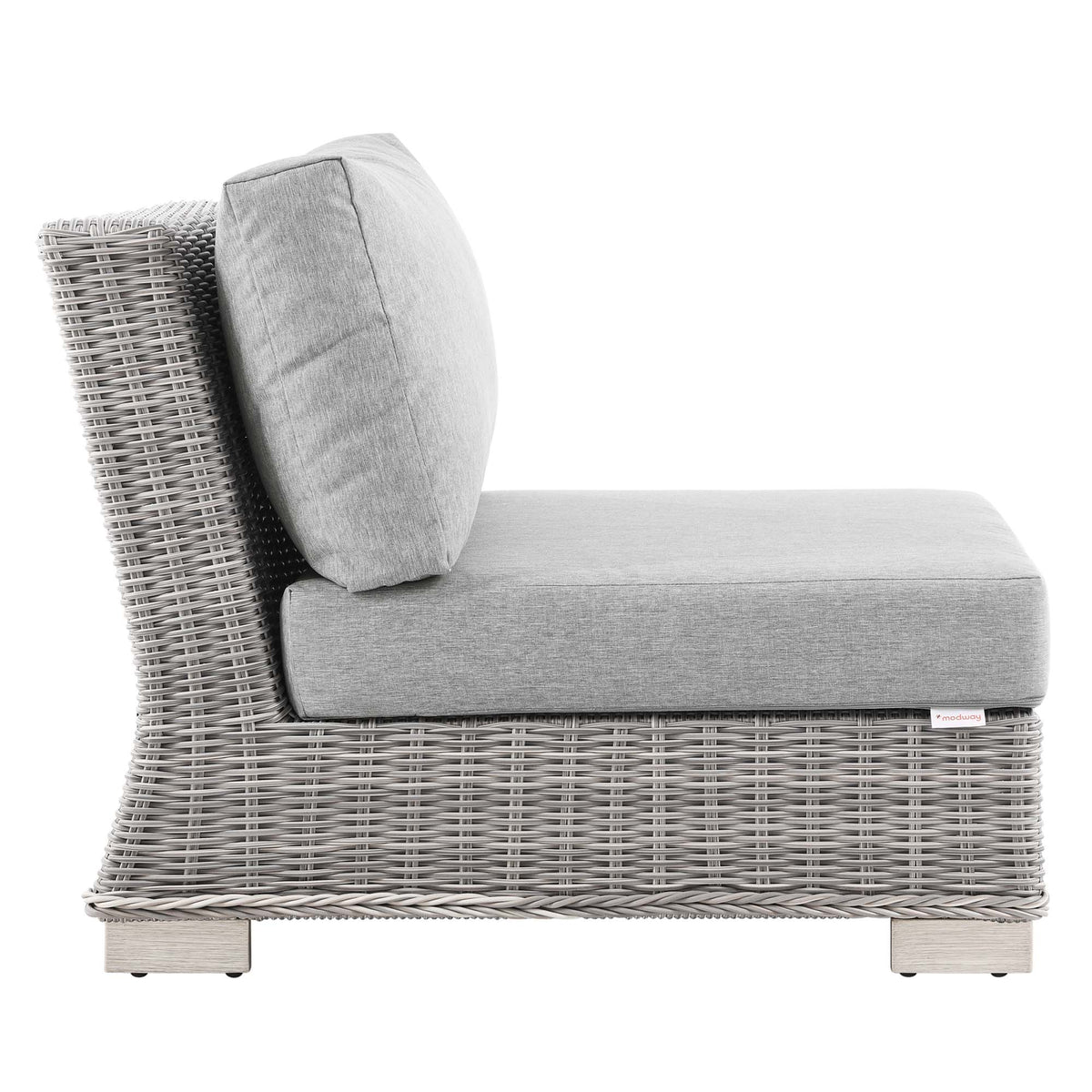 Conway Outdoor Patio Wicker Rattan Armless Chair - Light Gray Gray