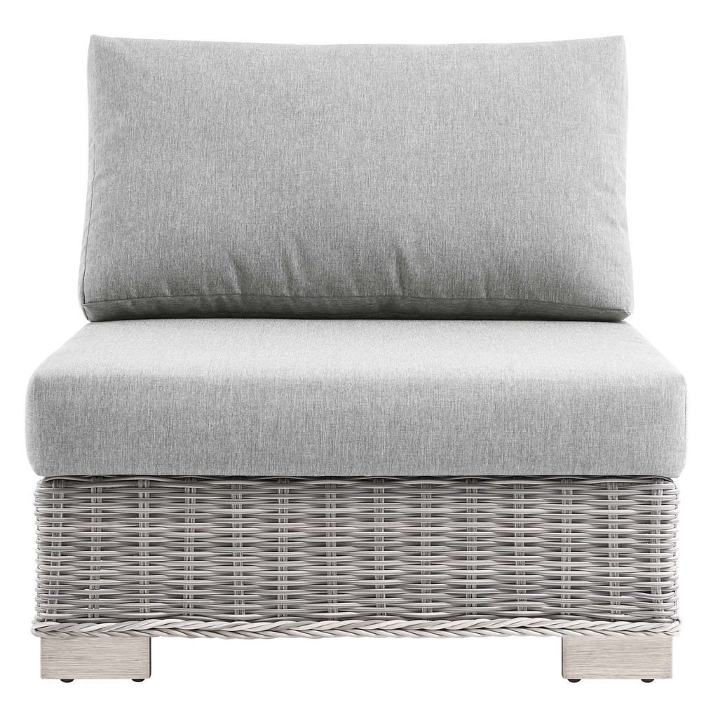 Conway Outdoor Patio Wicker Rattan Armless Chair - Light Gray Gray