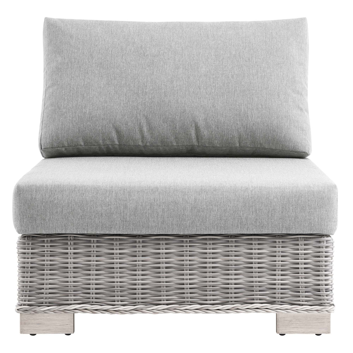 Conway Outdoor Patio Wicker Rattan Armless Chair - Light Gray Gray