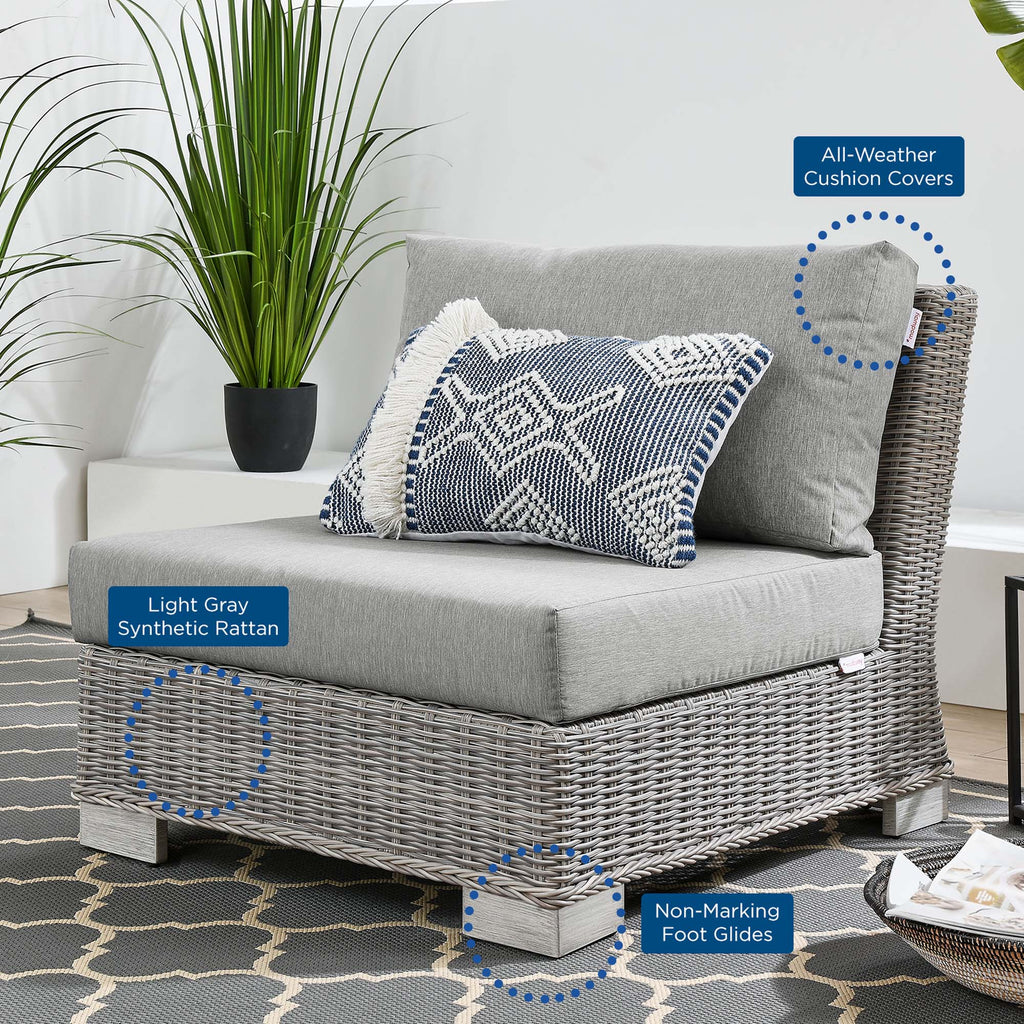 Conway Outdoor Patio Wicker Rattan Armless Chair - Light Gray Gray