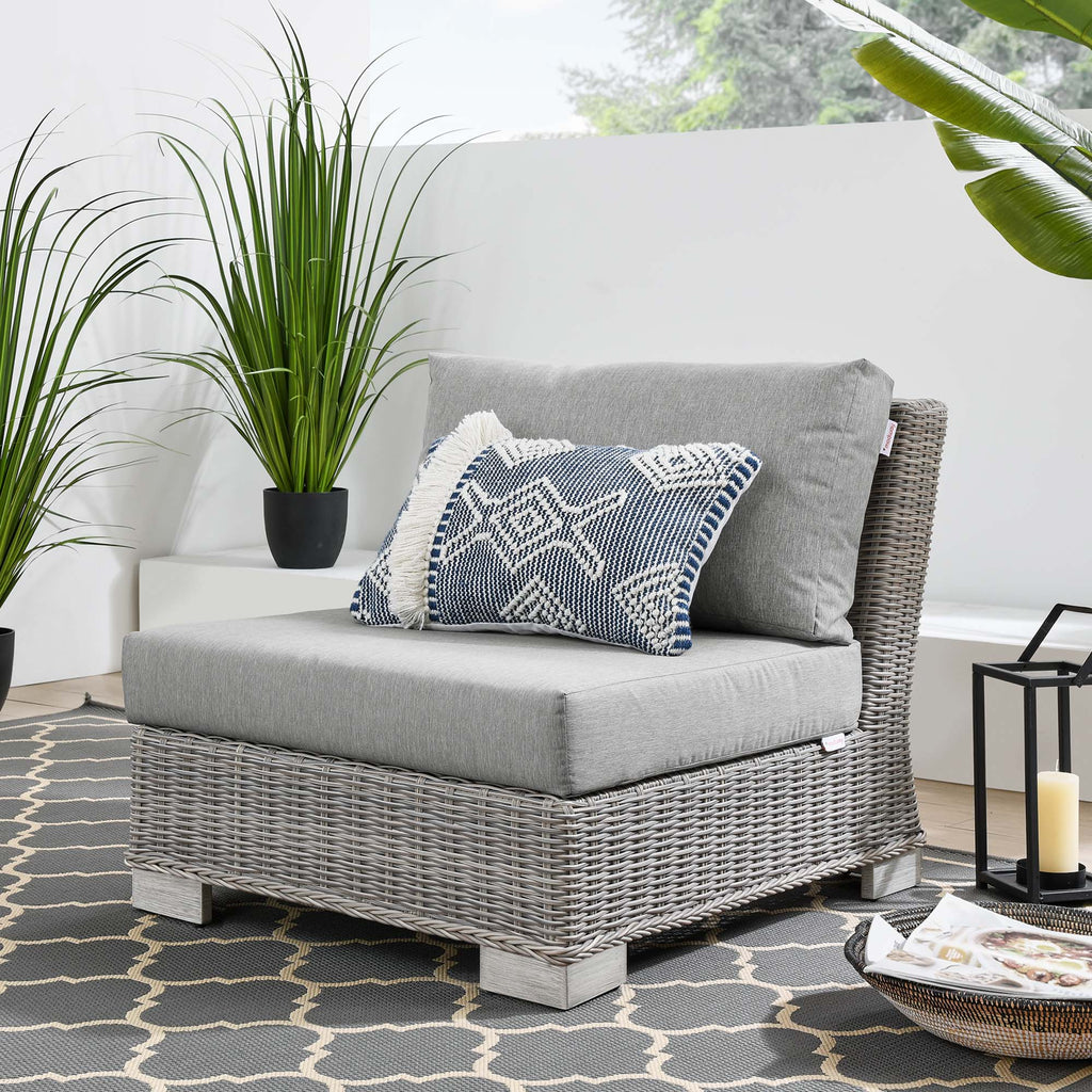 Conway Outdoor Patio Wicker Rattan Armless Chair - Light Gray Gray