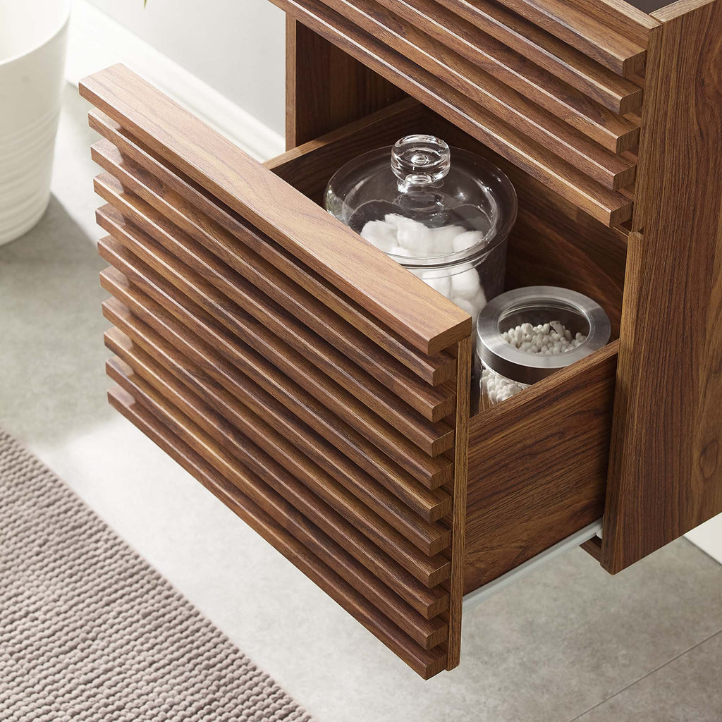 Render 18" Wall-Mount Bathroom Vanity Cabinet (Sink Basin Not Included) - Walnut
