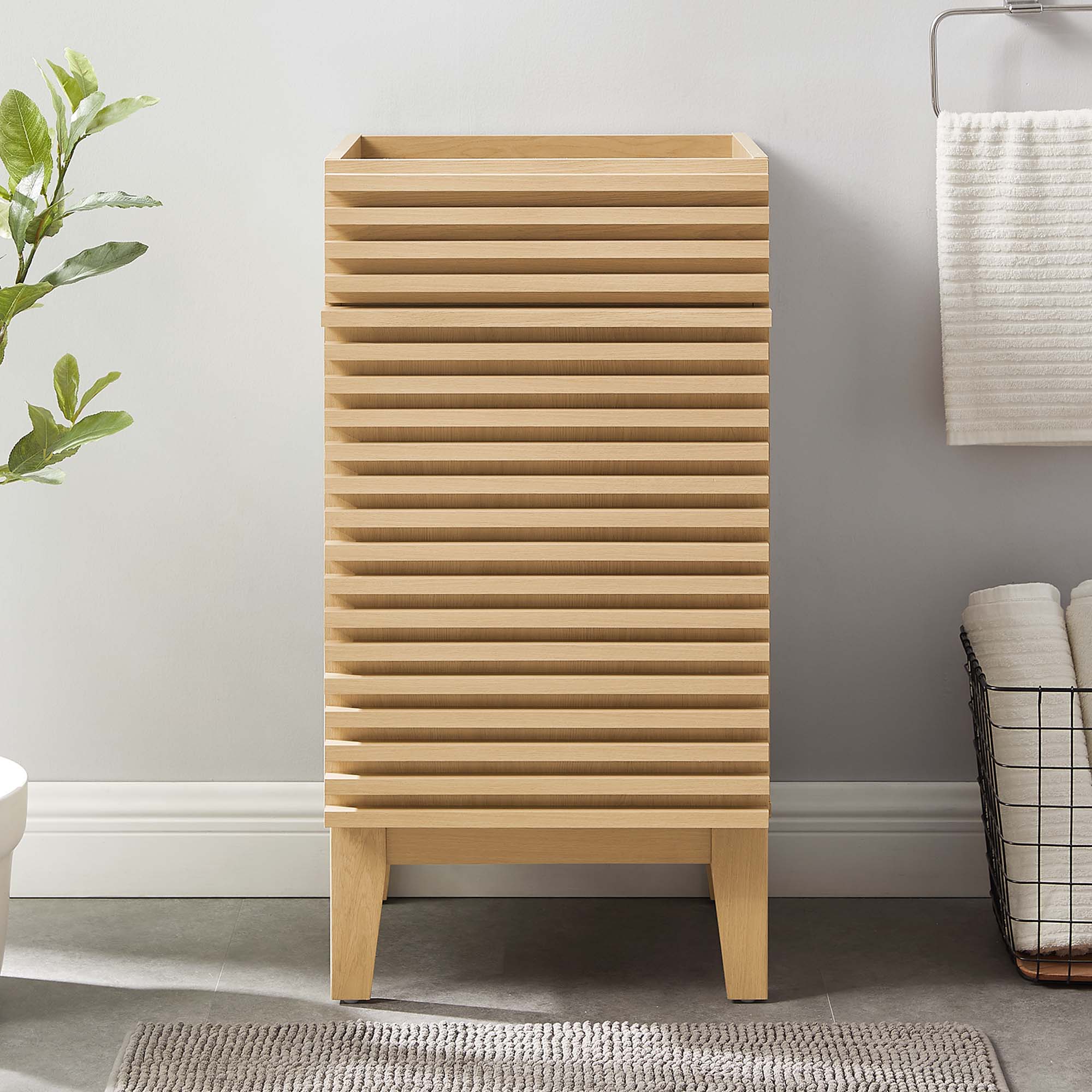 Render 18" Bathroom Vanity Cabinet (Sink Basin Not Included) - Oak