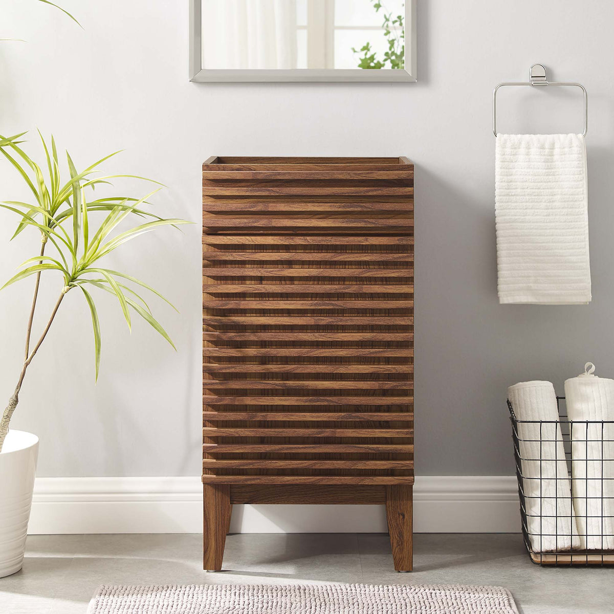 Render 18" Bathroom Vanity Cabinet (Sink Basin Not Included) - Walnut