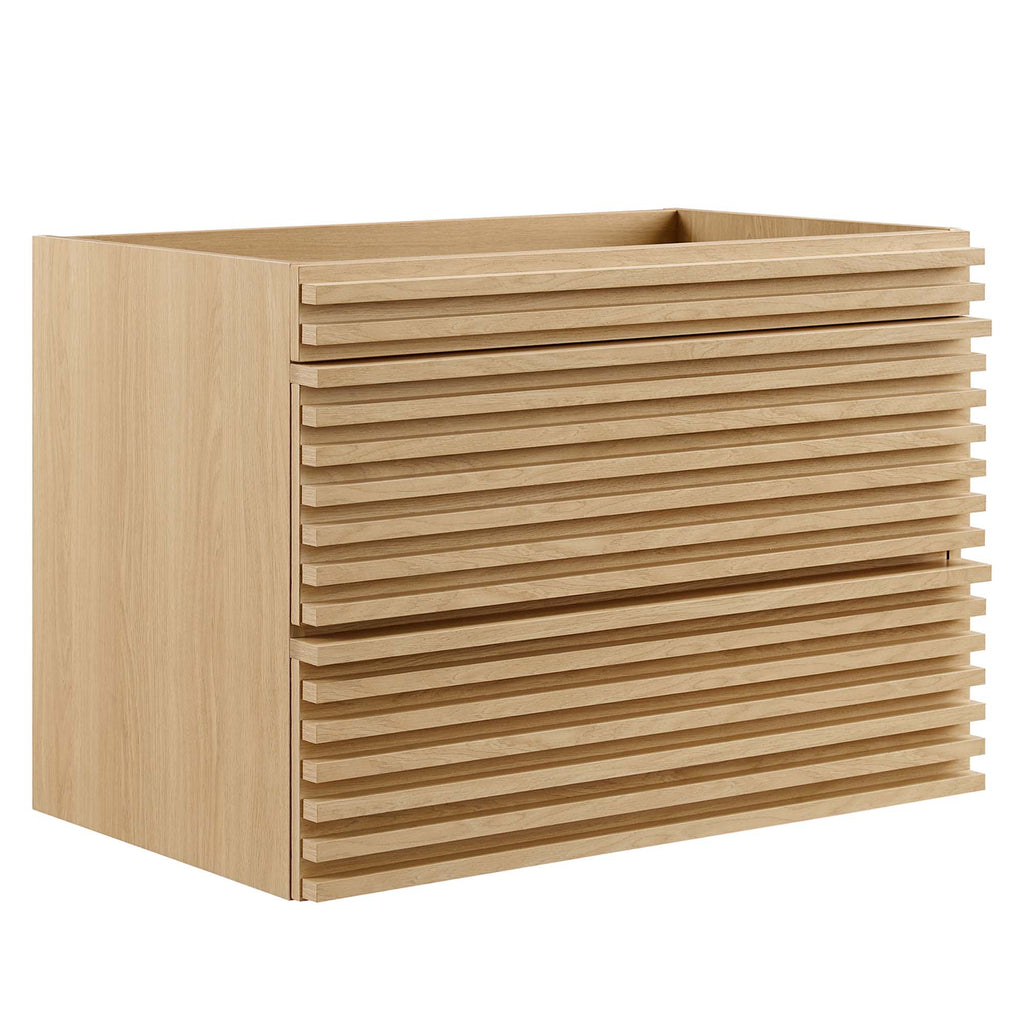 Render 30" Wall-Mount Bathroom Vanity Cabinet (Sink Basin Not Included) - Oak