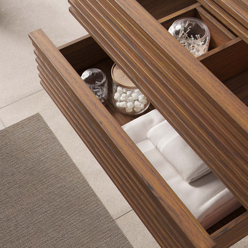 Render 30" Wall-Mount Bathroom Vanity Cabinet (Sink Basin Not Included) - Walnut