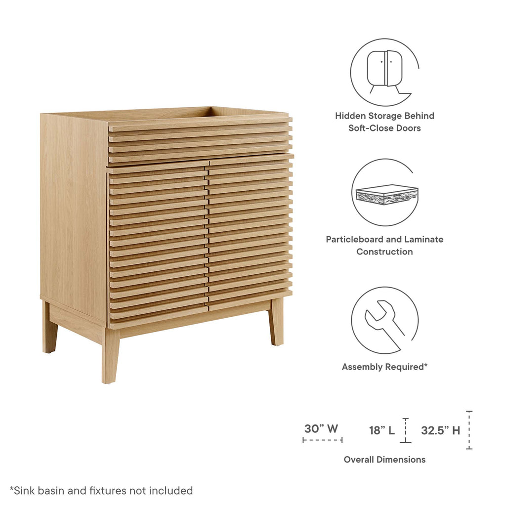 Render 30" Bathroom Vanity Cabinet (Sink Basin Not Included) - Oak