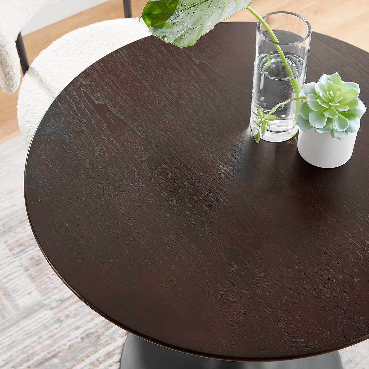 Lippa 28" Round Wood Dining Table - Black Cherry Walnut