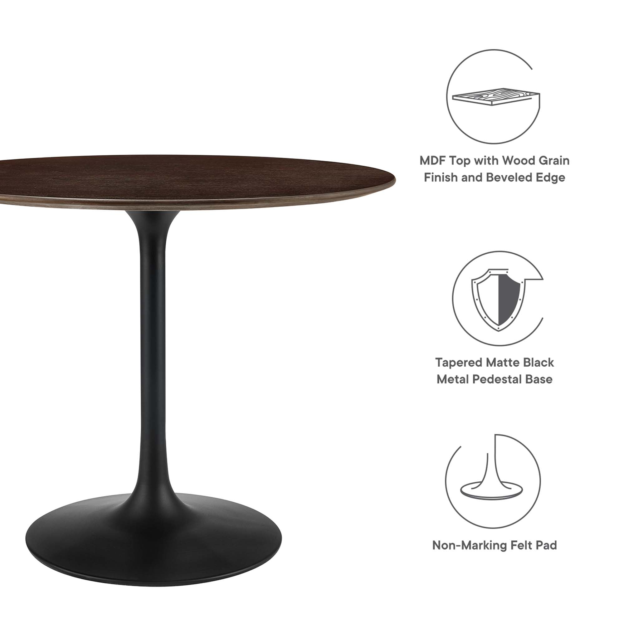 Lippa 36" Round Wood Dining Table - Black Cherry Walnut