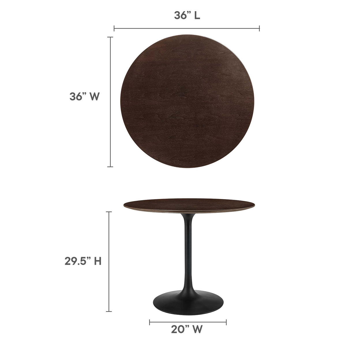 Lippa 36" Round Wood Dining Table - Black Cherry Walnut