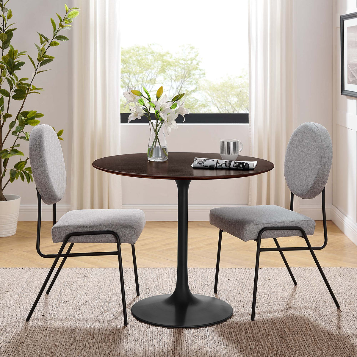 Lippa 36" Round Wood Dining Table - Black Cherry Walnut