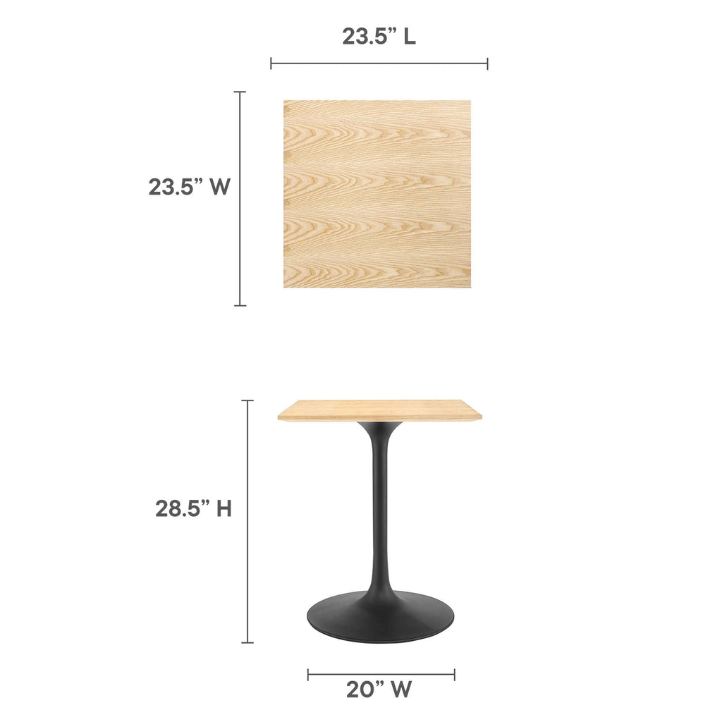Lippa 24" Square Wood Dining Table - Black Natural