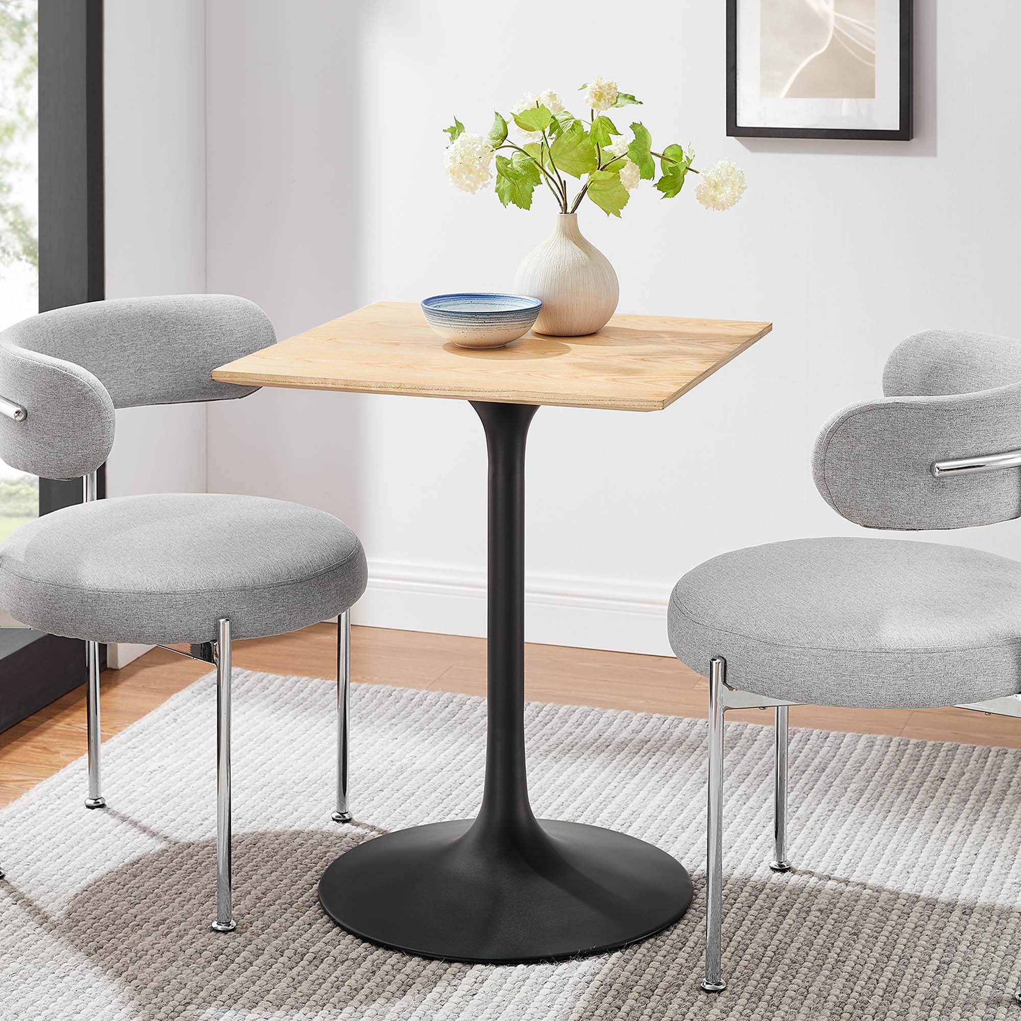 Lippa 24" Square Wood Dining Table - Black Natural