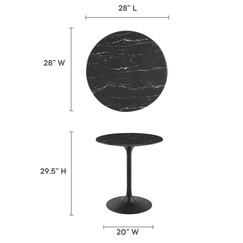 Lippa 28" Round Faux Marble Dining Table - Black Black