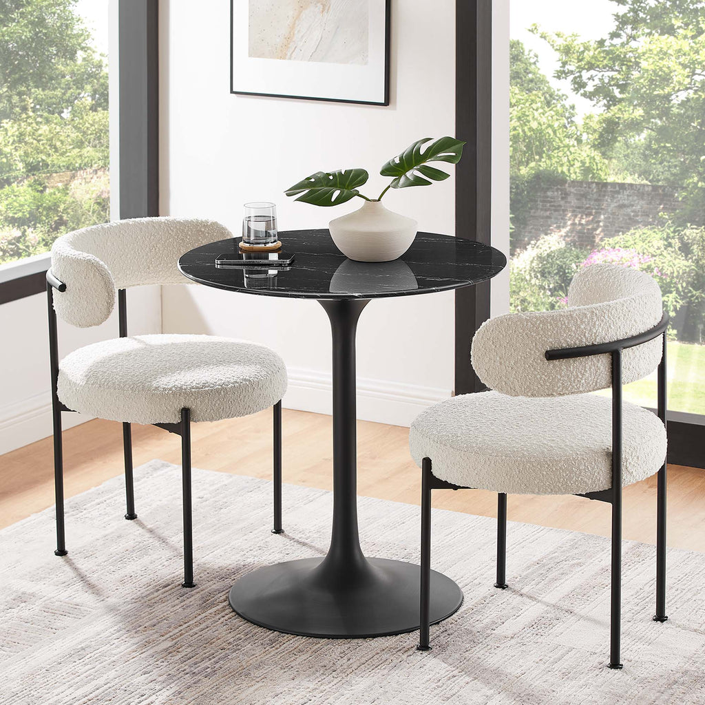 Lippa 28" Round Faux Marble Dining Table - Black Black