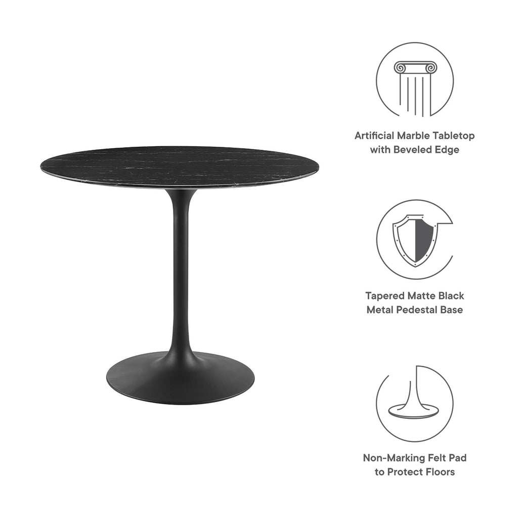 Lippa 36" Round Faux Marble Dining Table - Black Black