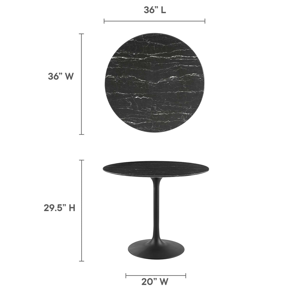 Lippa 36" Round Faux Marble Dining Table - Black Black