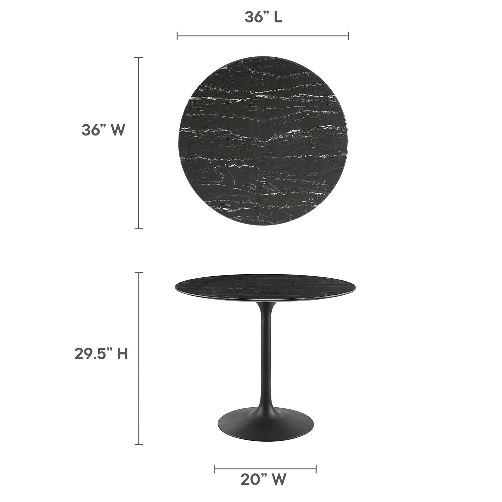 Lippa 36" Round Faux Marble Dining Table - Black Black