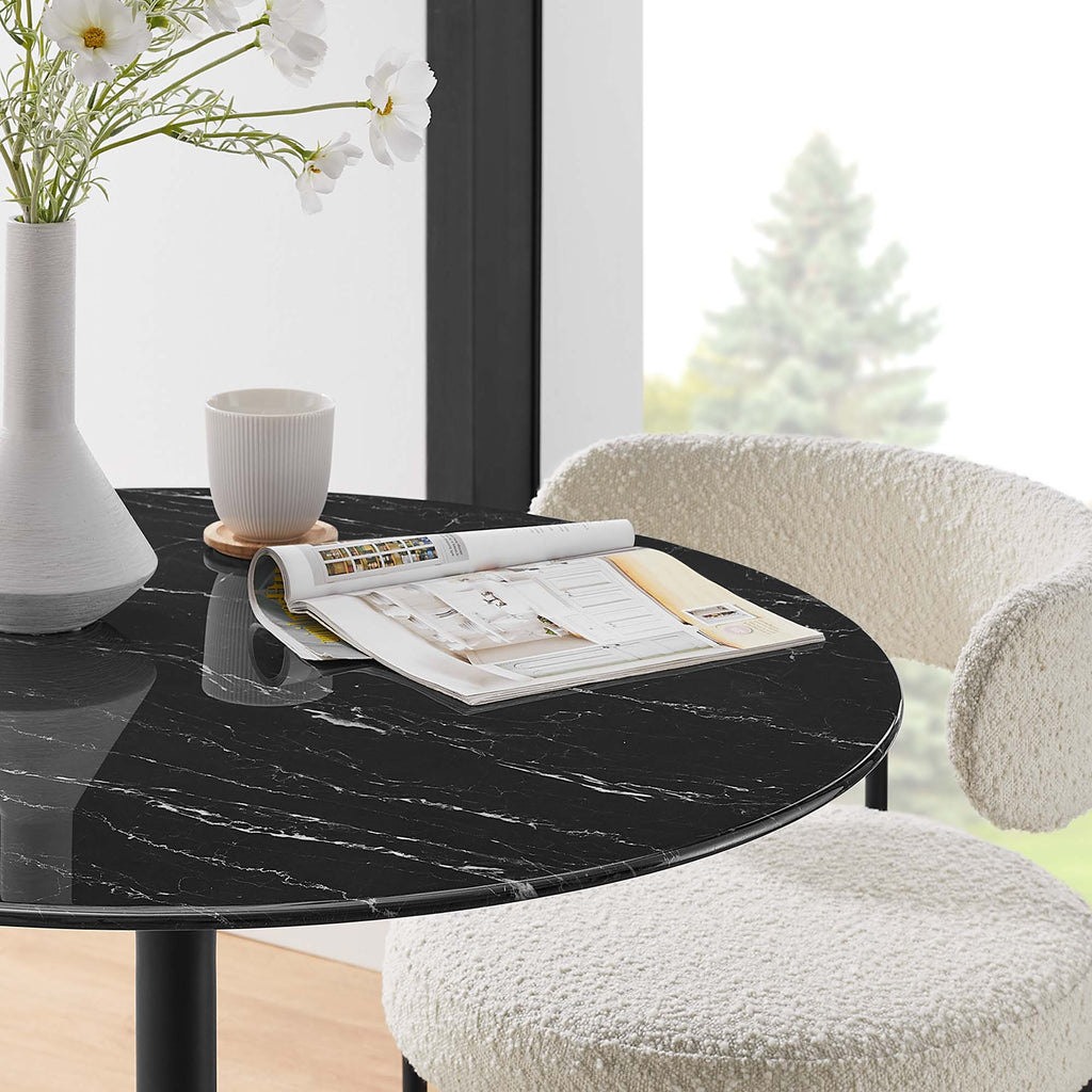 Lippa 36" Round Faux Marble Dining Table - Black Black
