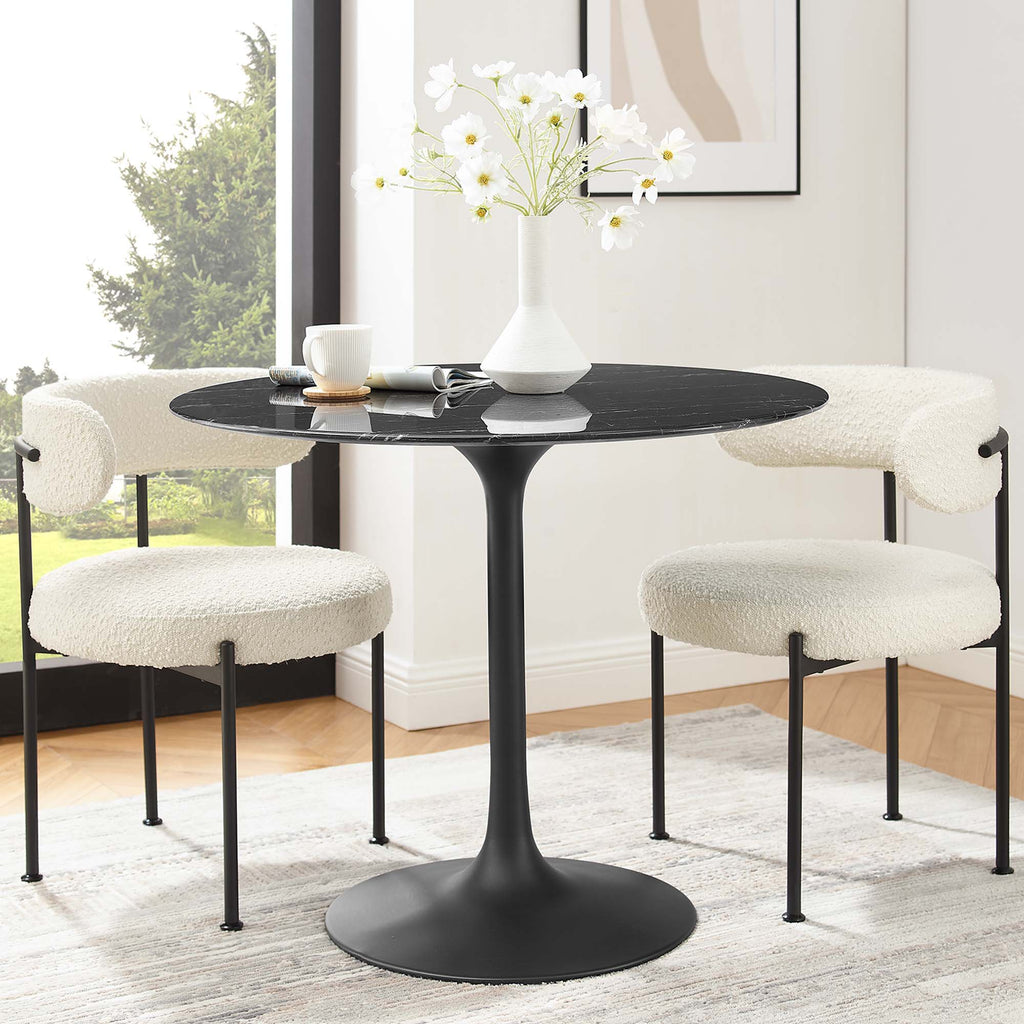 Lippa 36" Round Faux Marble Dining Table - Black Black