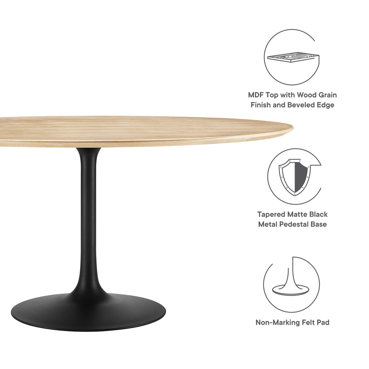 Lippa 60" Round Wood Dining Table - Black Natural