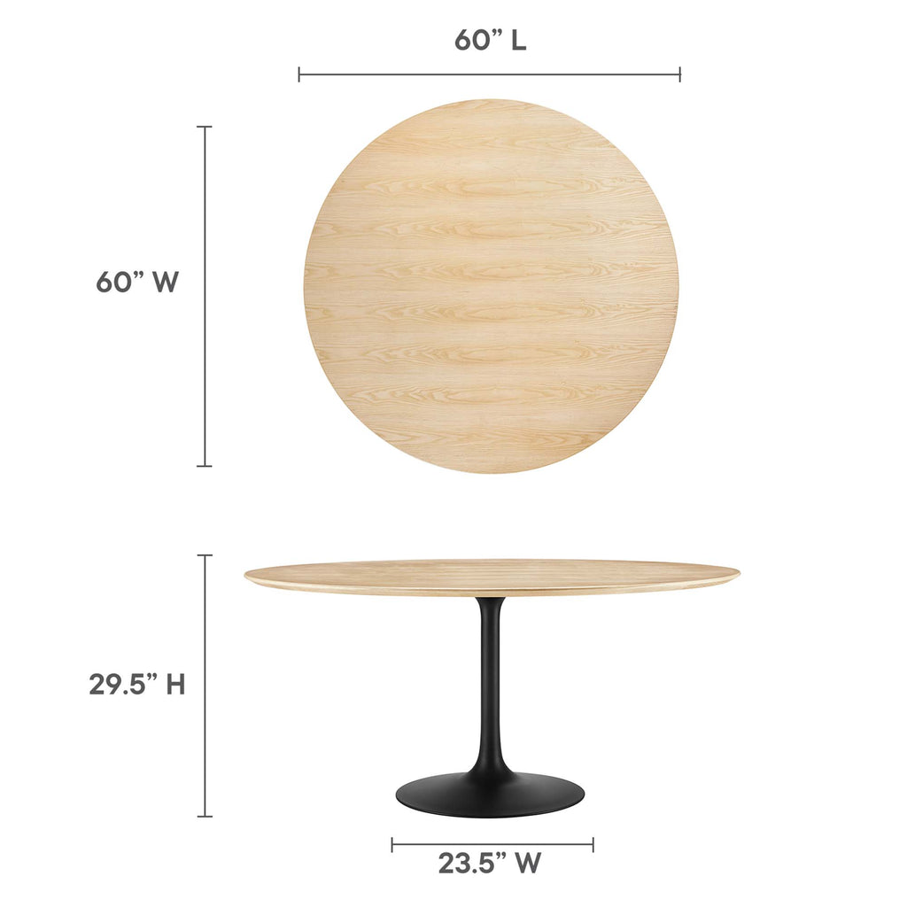 Lippa 60" Round Wood Dining Table - Black Natural