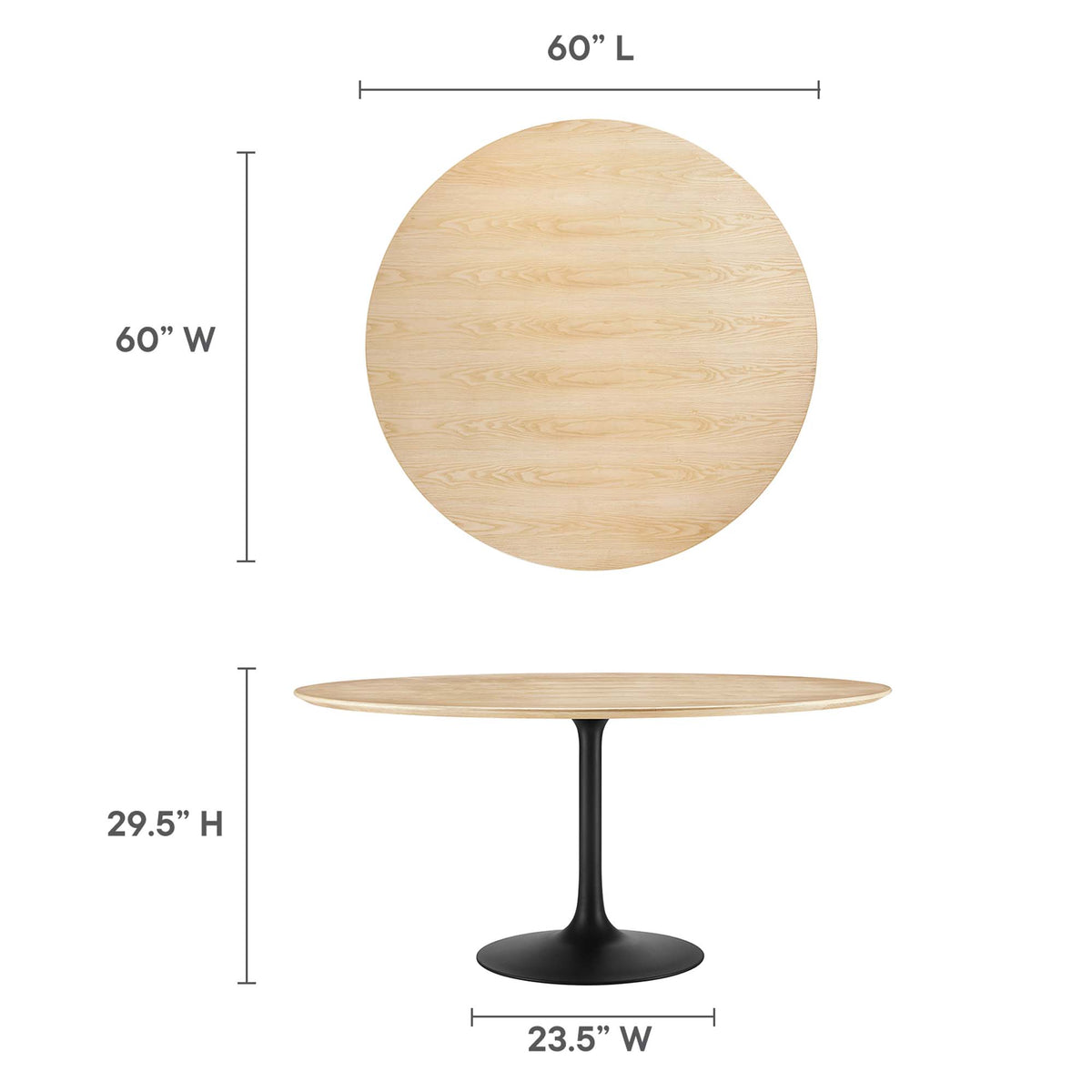 Lippa 60" Round Wood Dining Table - Black Natural