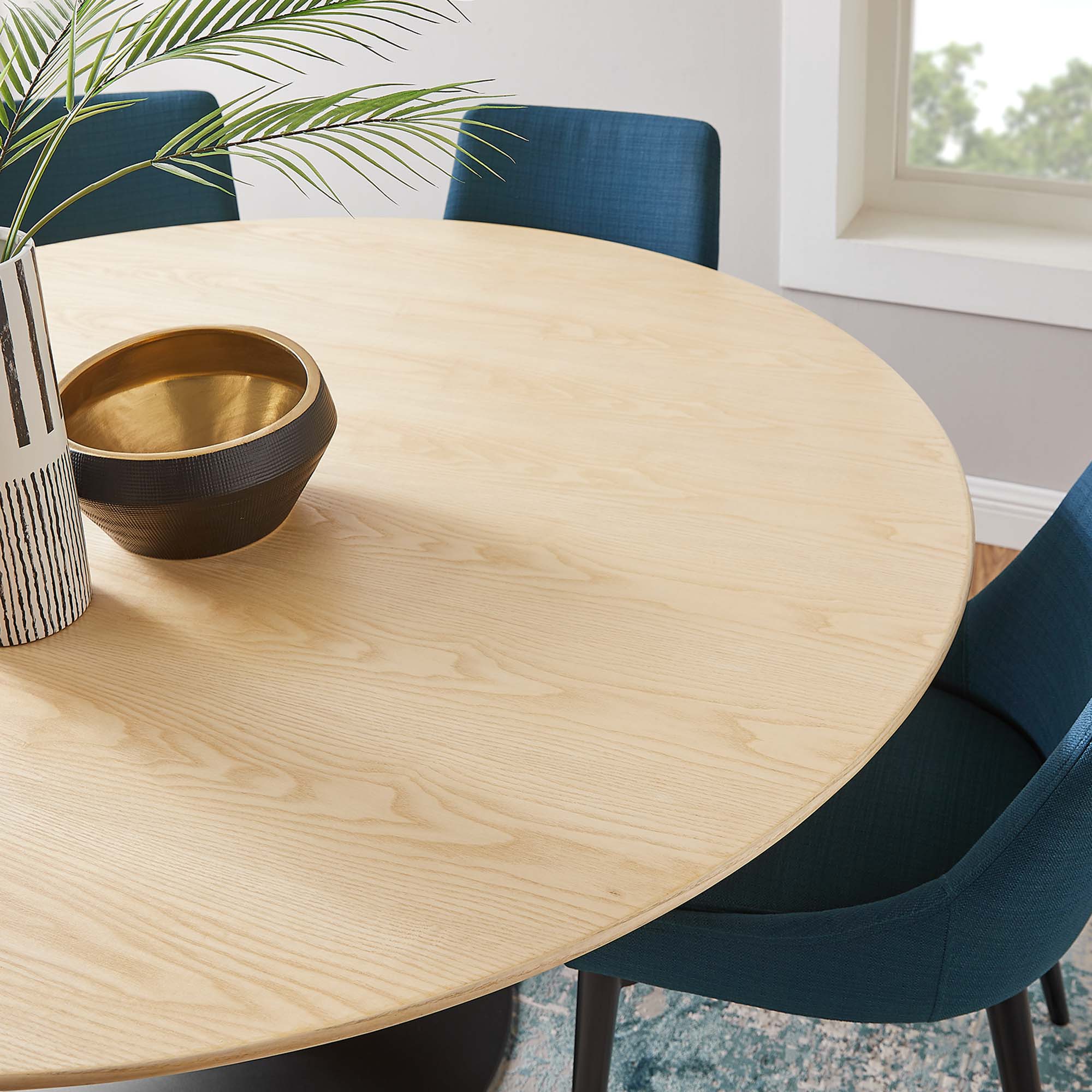 Lippa 60" Round Wood Dining Table - Black Natural