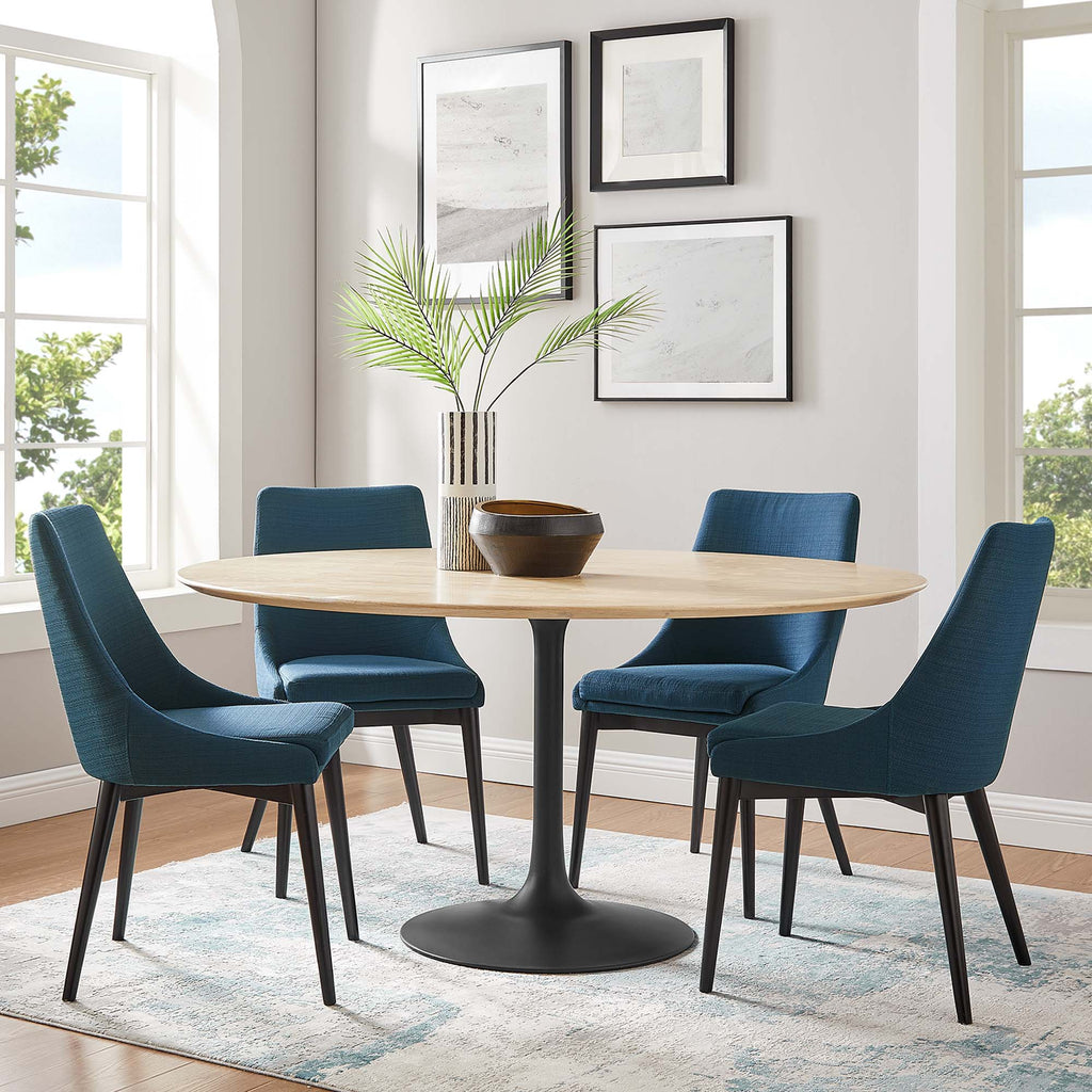 Lippa 60" Round Wood Dining Table - Black Natural