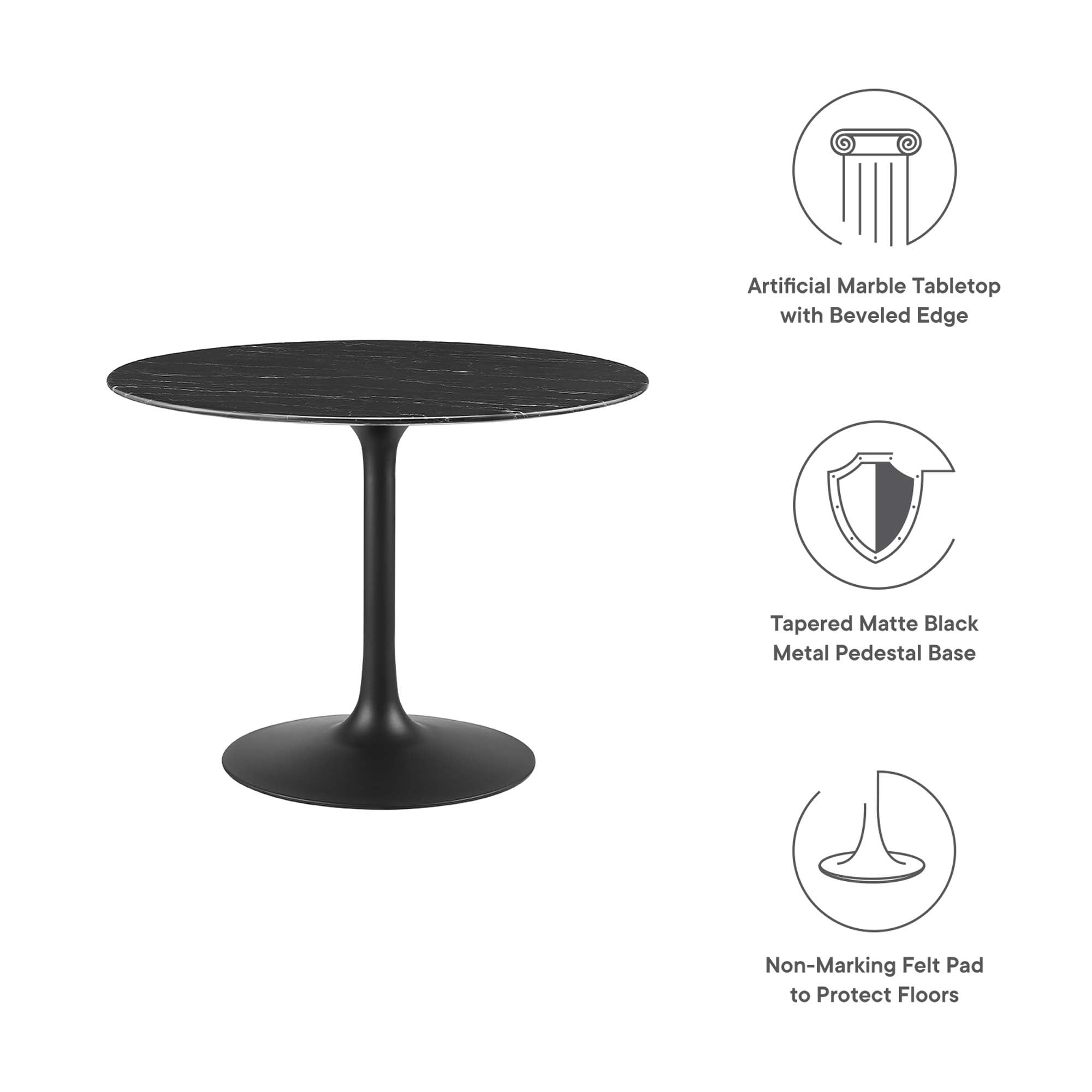 Lippa 40" Round Faux Marble Dining Table - Black Black
