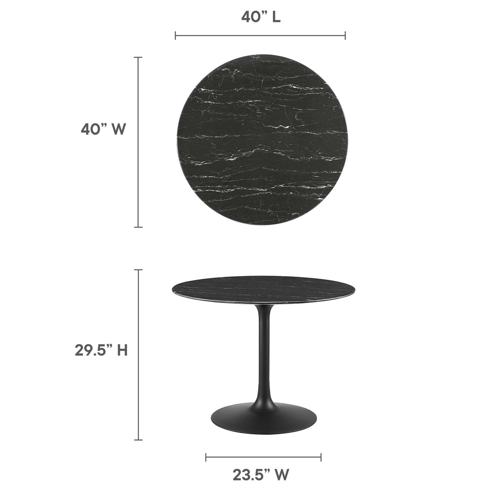 Lippa 40" Round Faux Marble Dining Table - Black Black