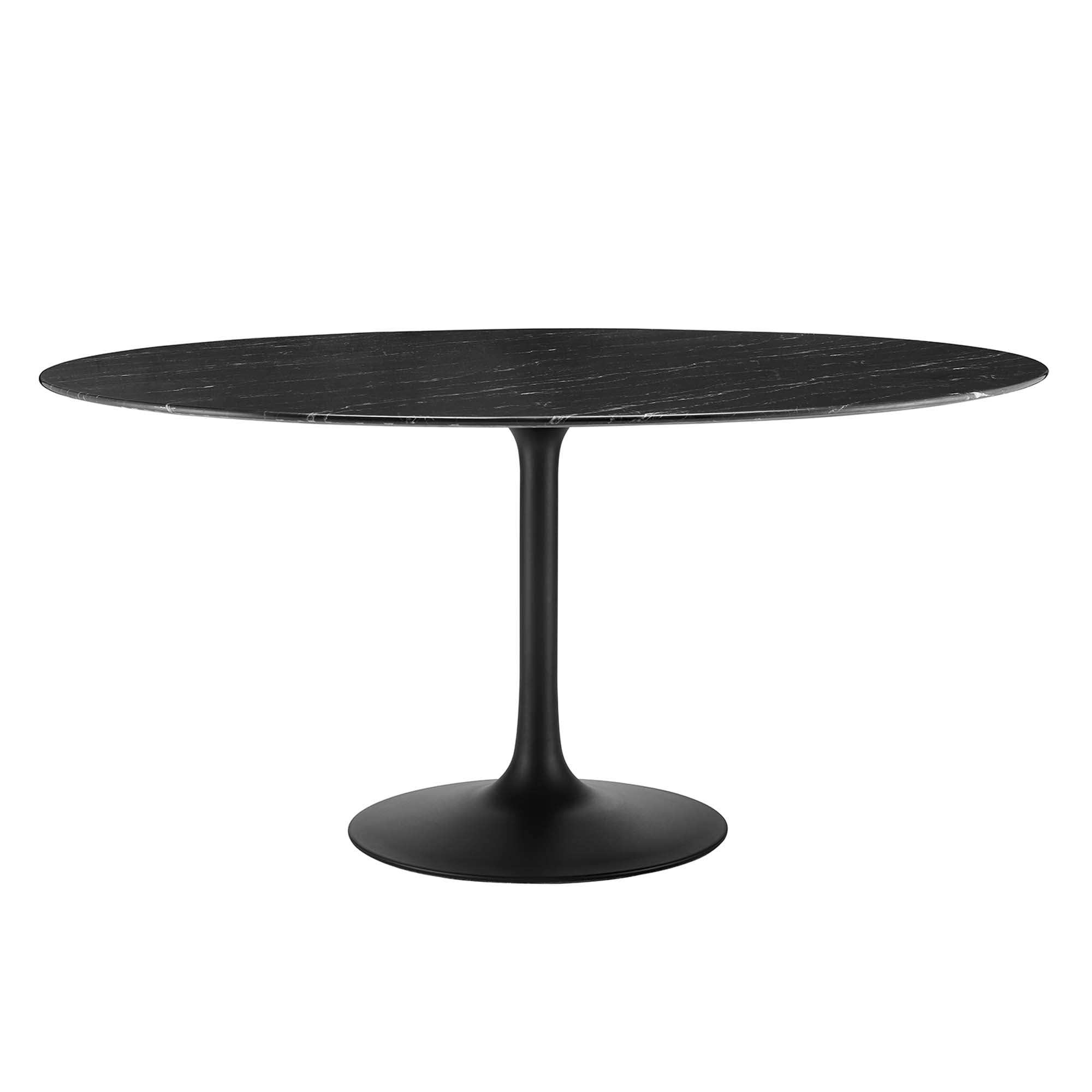 Lippa 60" Round Faux Marble Dining Table - Black Black