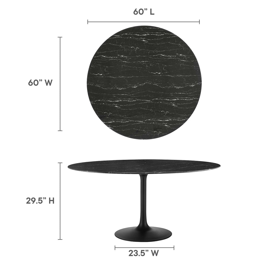 Lippa 60" Round Faux Marble Dining Table - Black Black