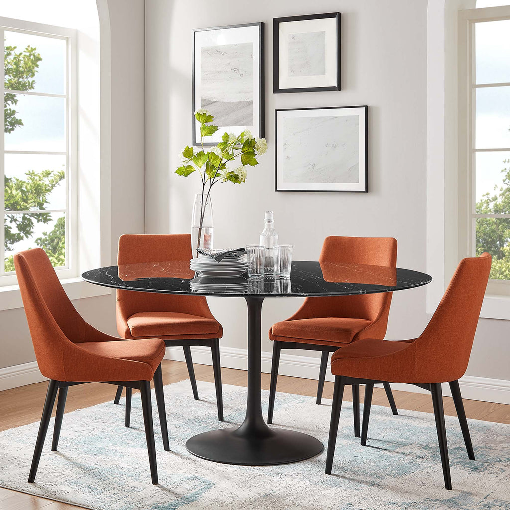 Lippa 60" Round Faux Marble Dining Table - Black Black