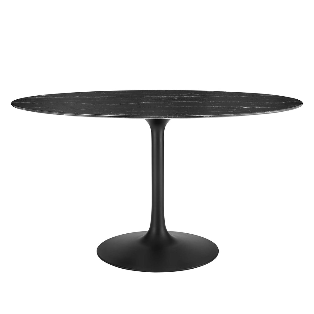 Lippa 54" Oval Faux Marble Dining Table - Black Black