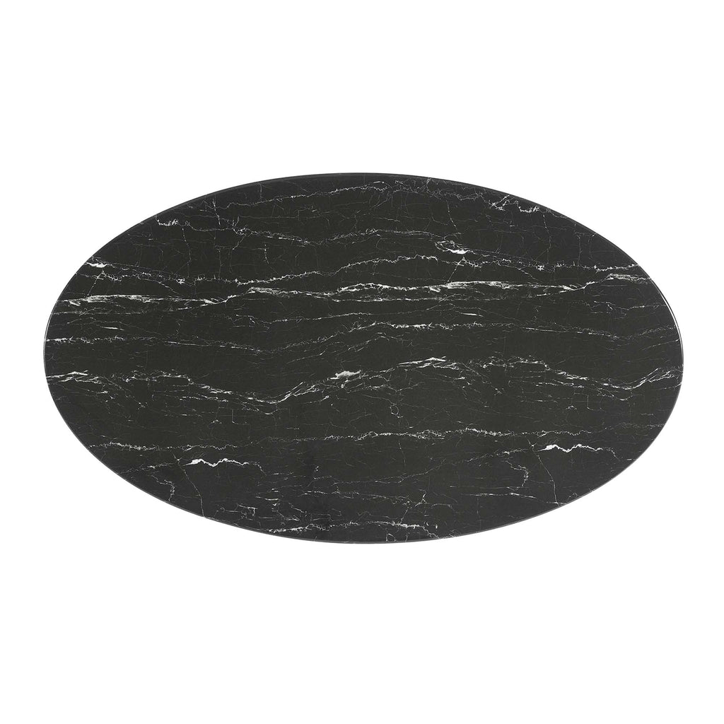 Lippa 54" Oval Faux Marble Dining Table - Black Black
