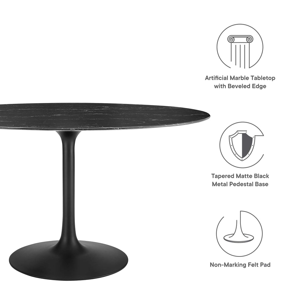 Lippa 54" Oval Faux Marble Dining Table - Black Black