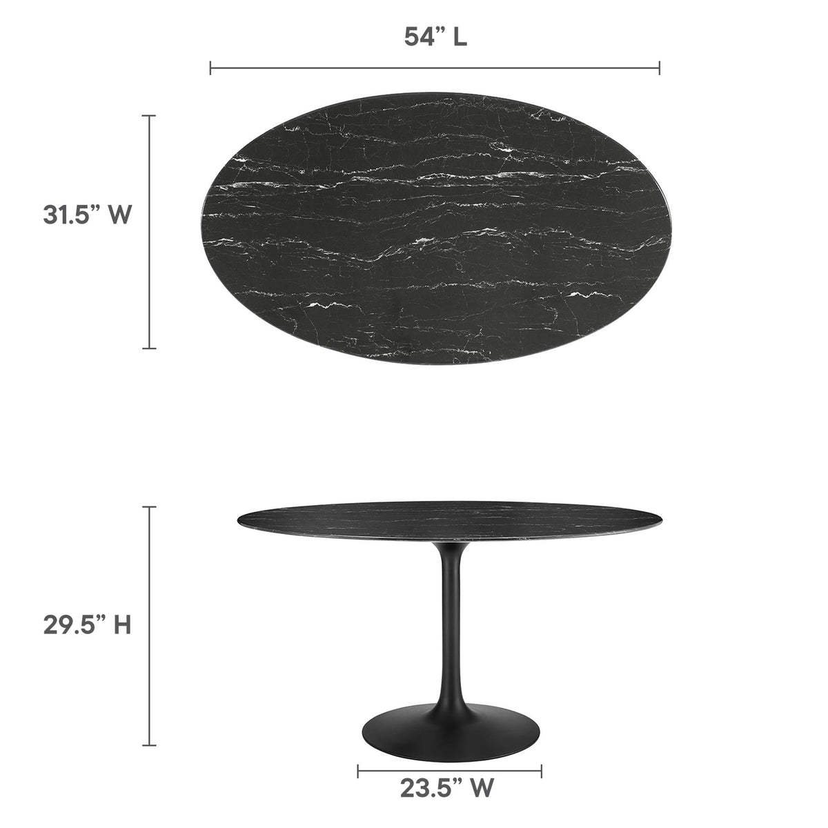Lippa 54" Oval Faux Marble Dining Table - Black Black