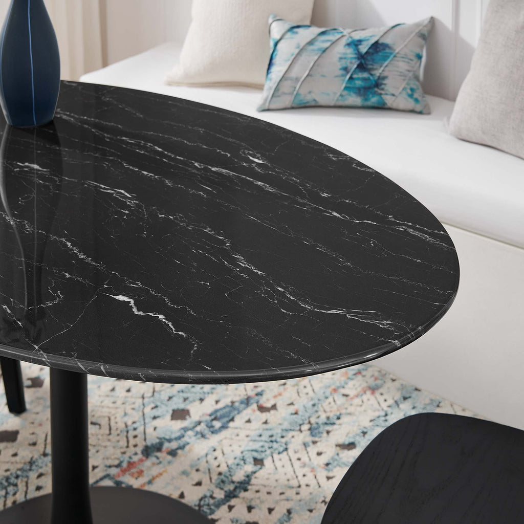 Lippa 54" Oval Faux Marble Dining Table - Black Black