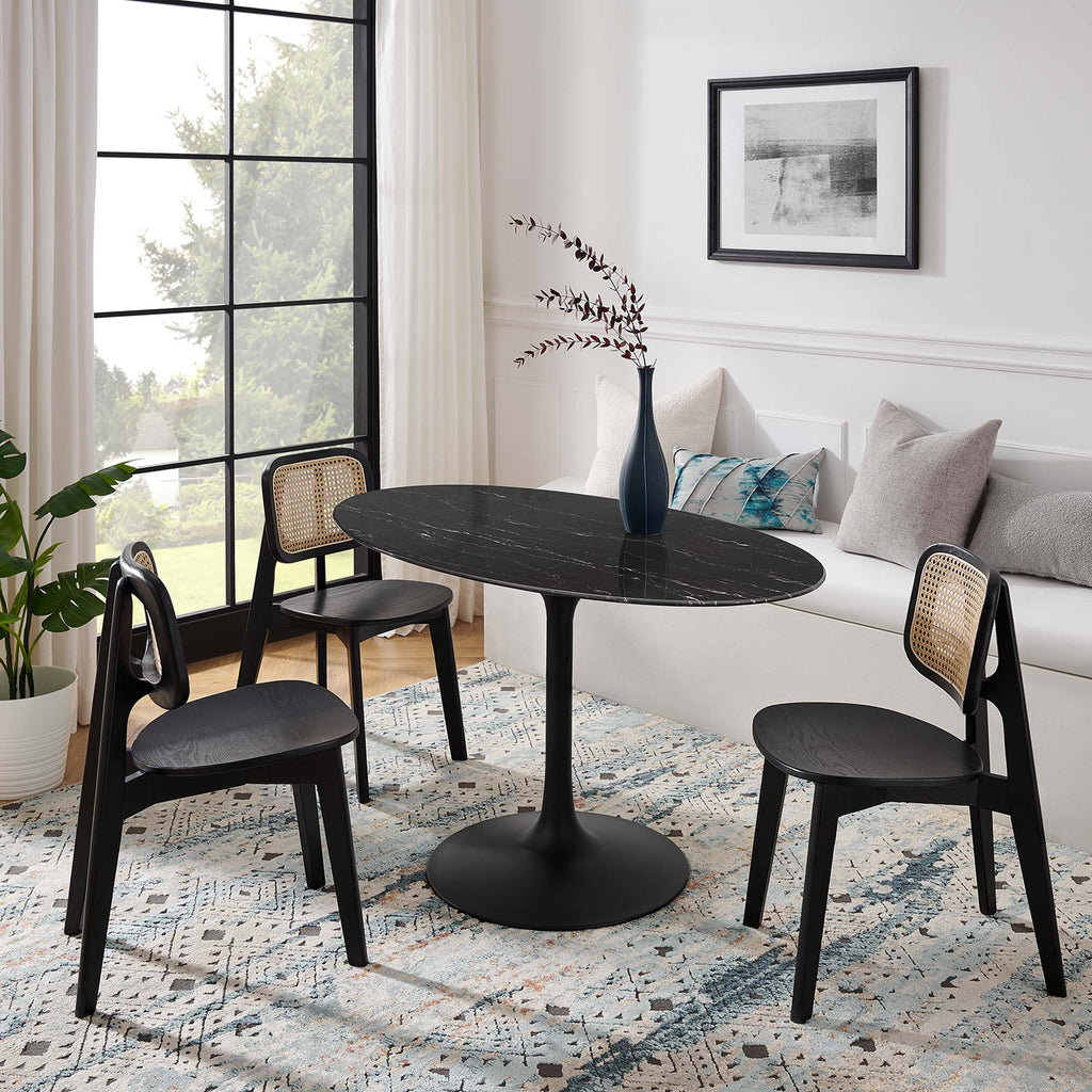 Lippa 54" Oval Faux Marble Dining Table - Black Black