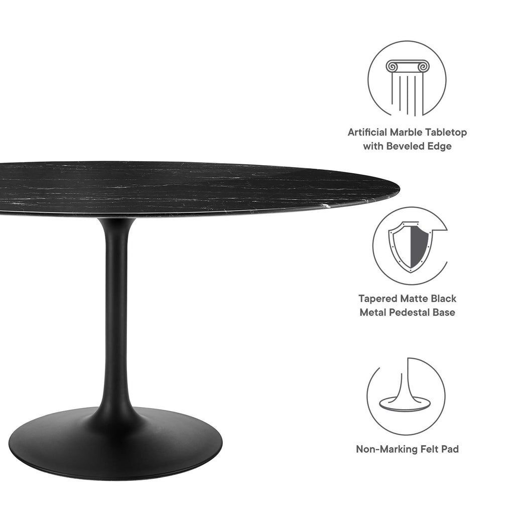 Lippa 60" Oval Faux Marble Dining Table - Black Black