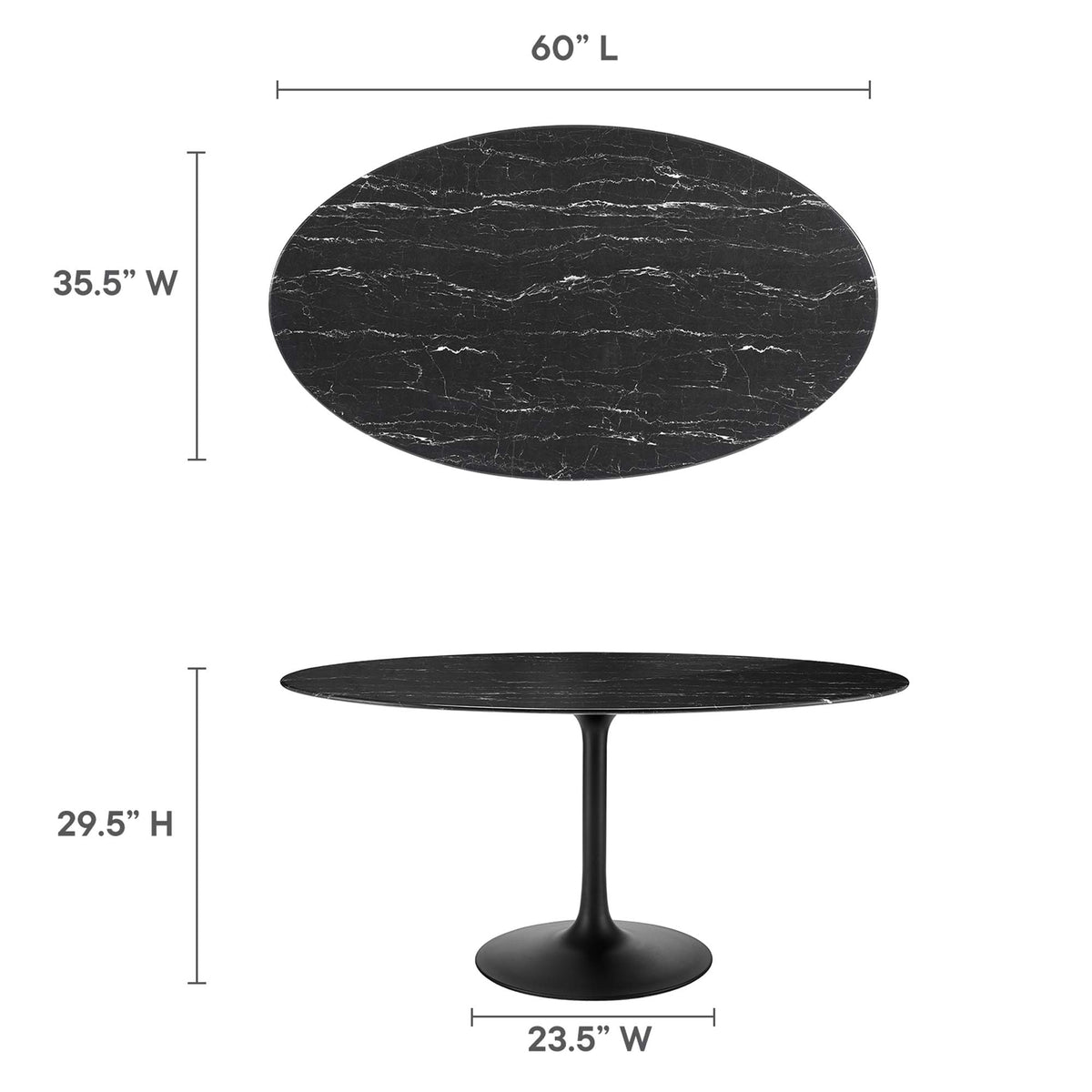 Lippa 60" Oval Faux Marble Dining Table - Black Black