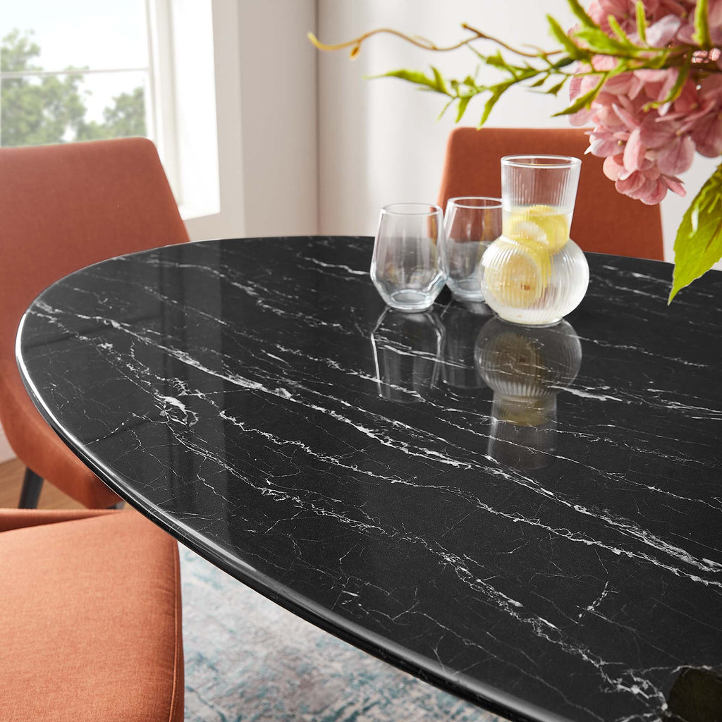 Lippa 60" Oval Faux Marble Dining Table - Black Black