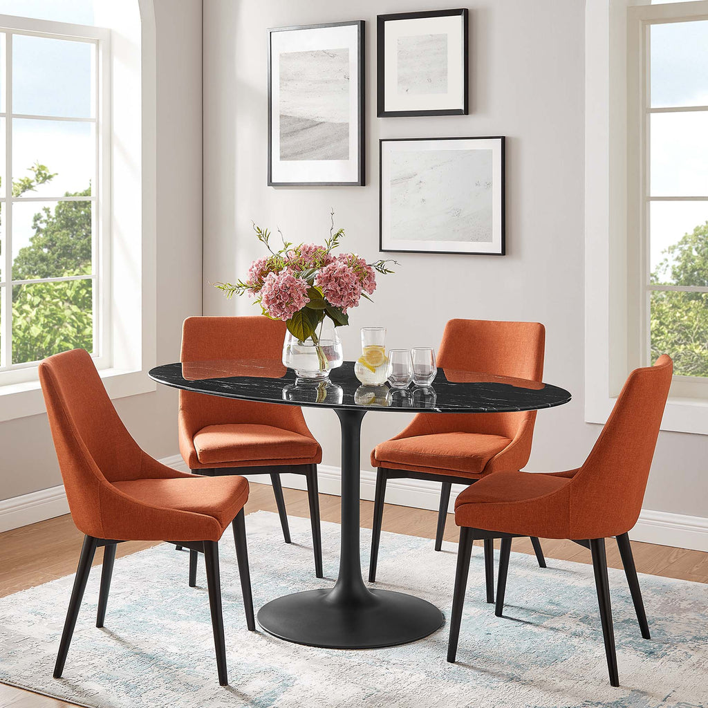 Lippa 60" Oval Faux Marble Dining Table - Black Black