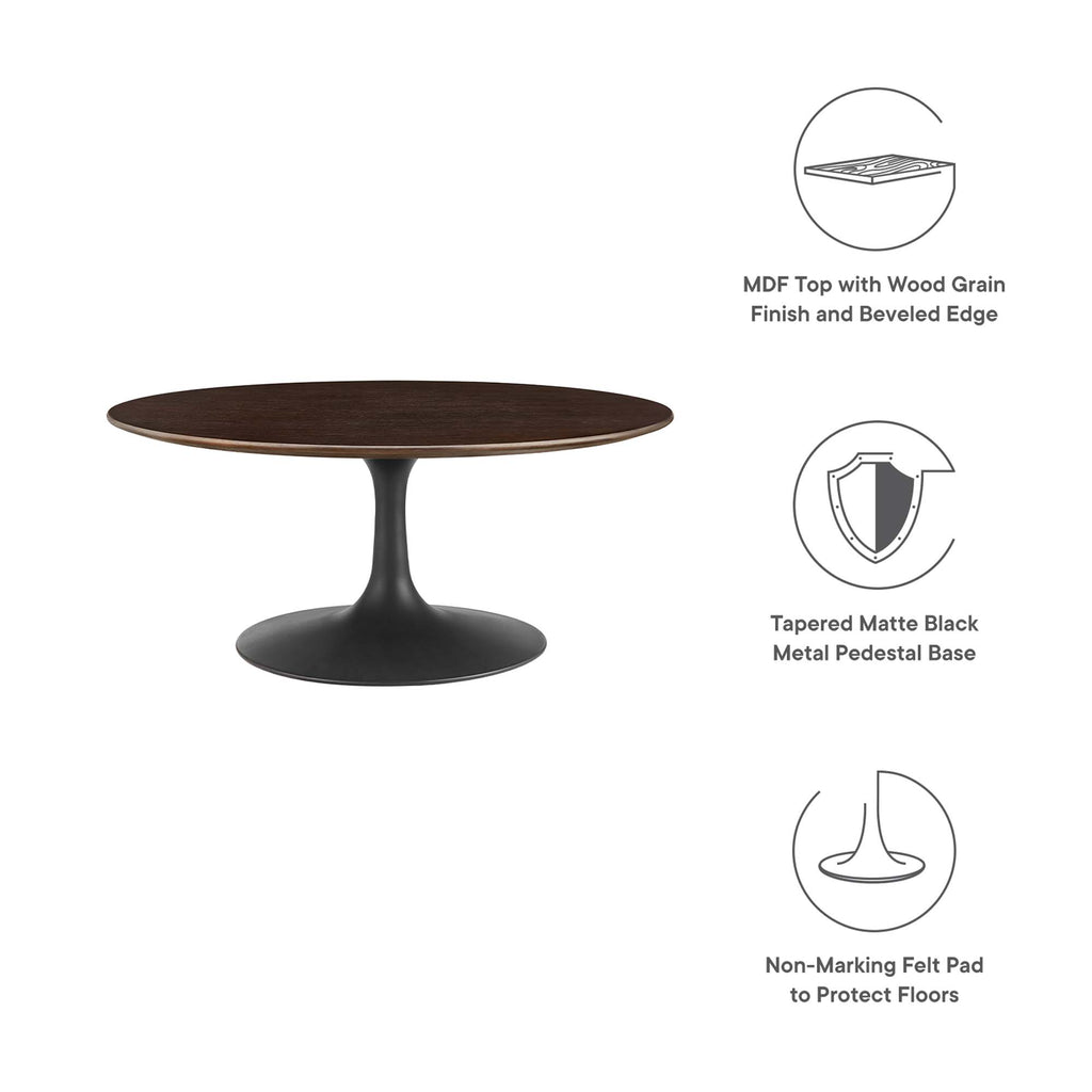 Lippa 36" Round Wood Coffee Table - Black Cherry Walnut