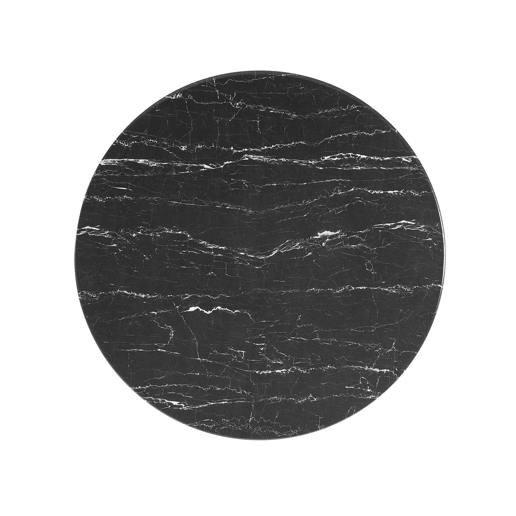 Lippa 36" Round Faux Marble Coffee Table - Black Black